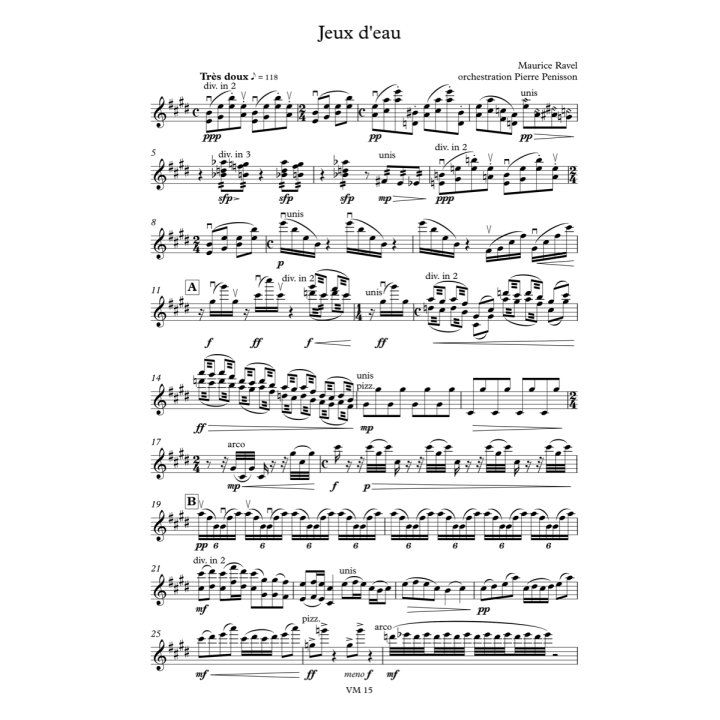 Ravel: Jeux d'eau, matériel d'orchestre