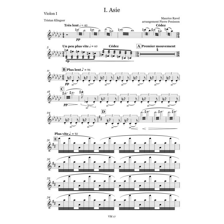 Ravel: Shéhérazade, matériel d'orchestre
