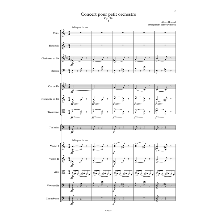 Albert Roussel: Concert pour petit orchestre, full score