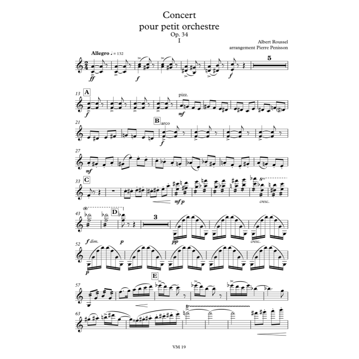Albert Roussel: Concert pour petit orchestre, matériel d'orchestre