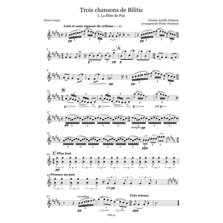 Debussy: The Songs of Bilitis, string quartet