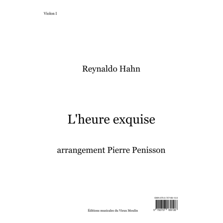 Reynaldo Hahn, L'heure exquise, chamber orchestra, parts