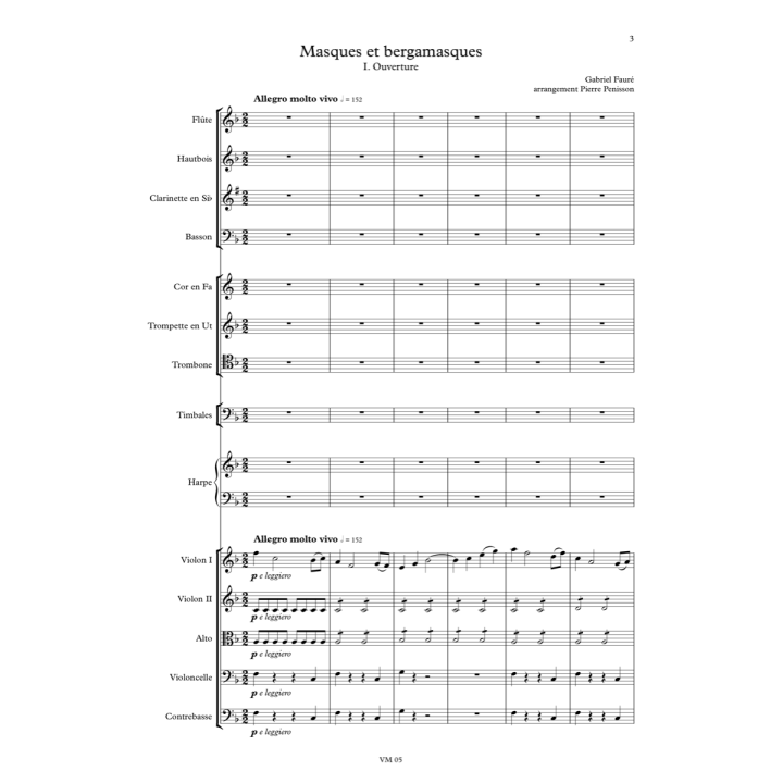 Gabriel Fauré: Masques et bergamasques, full score