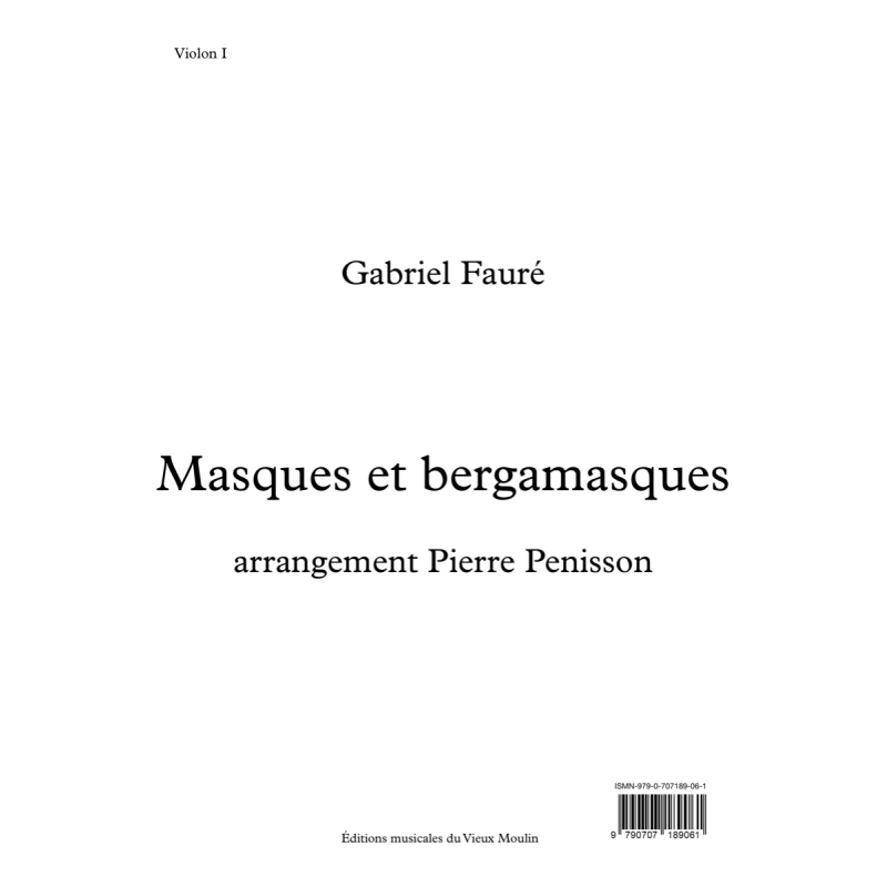 Gabriel Fauré, Masques et bergamasques, orch. de chambre - matériel