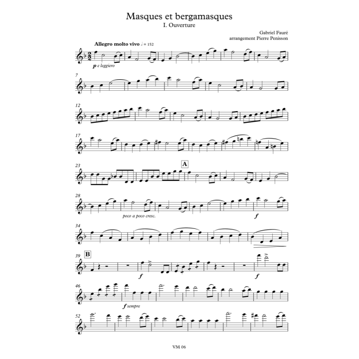 Gabriel Fauré: Masques et bergamasques, matériel d'orchestre